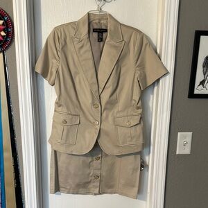 Chic Tan Button-Front Skirt